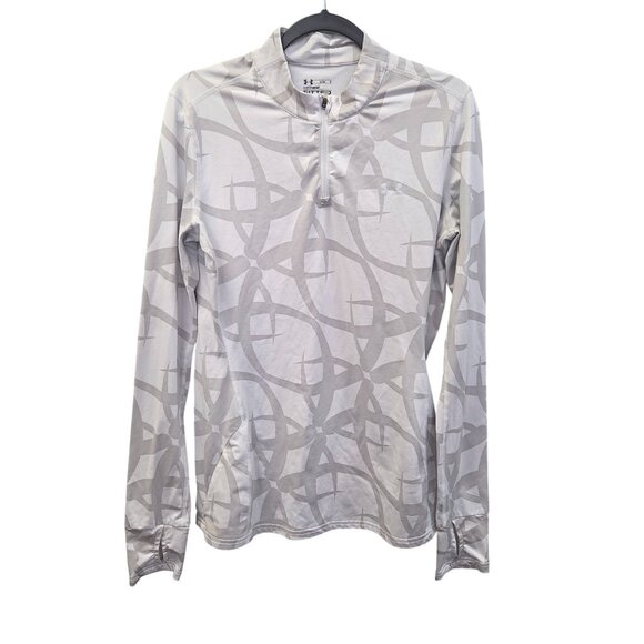 Under Armour ColdGear Fitted Long Sleeve Shirt LG Silver Pattern 3932 - Picture 1 of 11